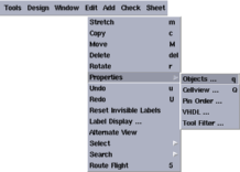 Properties menu