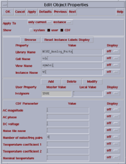 Properties window