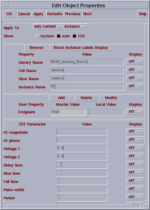 Object properties window