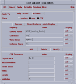 Properties menu