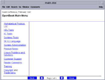Cadence DFII Manual - Main Menu
