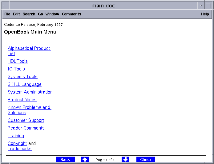 Main menu