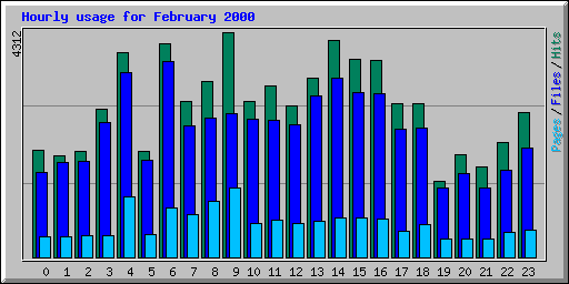 Hourly usage for February 2000